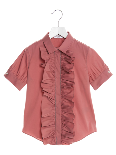 Shop Brunello Cucinelli Ruffled Cotton Shirt In Multicolor
