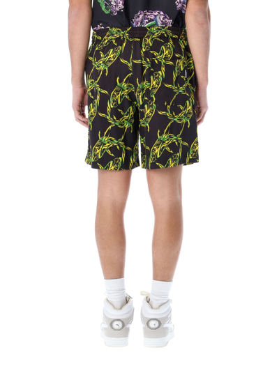 Shop Msgm Shark Print Bermuda Shorts In Black Green