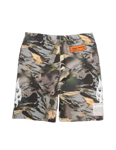 Shop Heron Preston Cotton Bermuda With Camouflage Pattern In Verde Militare