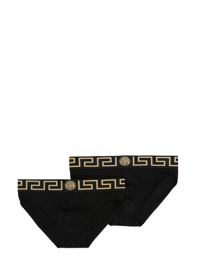 Shop Versace Low-waist Briefs In Black