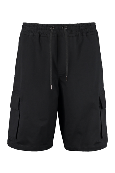 Shop Neil Barrett Cotton Cargo Bermuda Shorts In Black