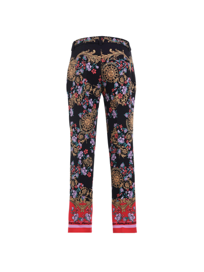 Shop Versace Jeans Couture Jeans Couture Ankle-length Print Cigarette Trousers In Black