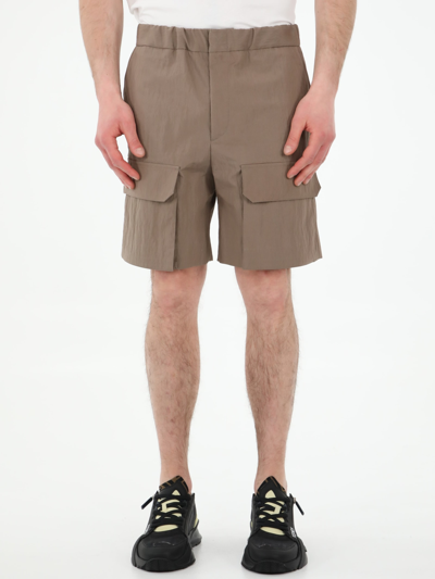 Shop Fendi Brown Cotton Bermuda Shorts In Ebano