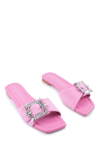 Shop Stuart Weitzman Flap Suede Sandals In Pink