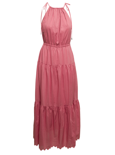 Shop Michael Michael Kors M Michael Kors Womans Cotton Poplin Pink Long Dress