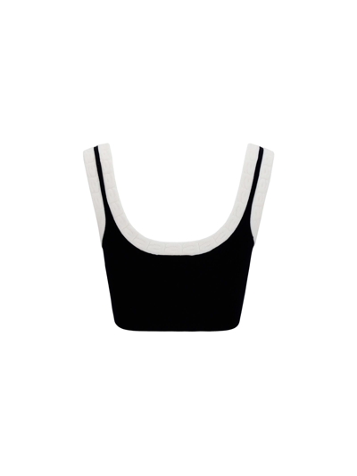 Shop Alexander Wang Cropped Bra Top In Nero/bianco