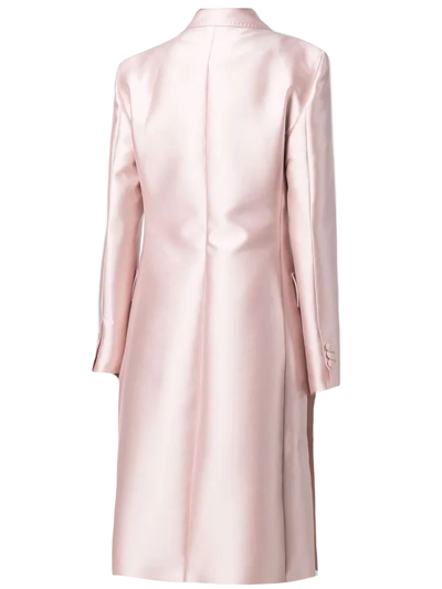Shop Alberta Ferretti Rose Pink Silk Blend Coat In Rosa