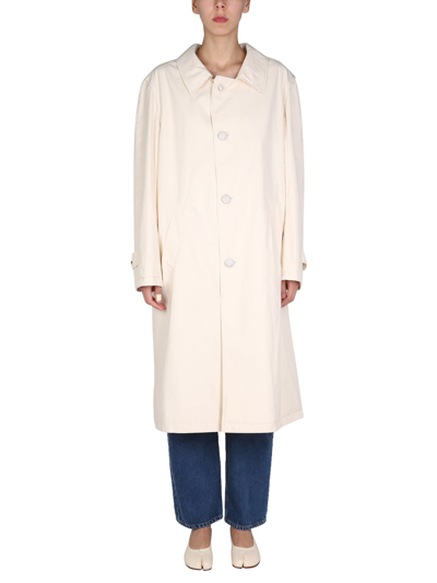Shop Maison Margiela Single-breasted Trench In Ivoire