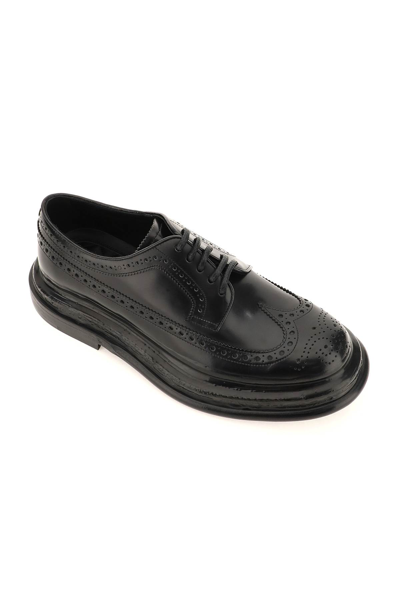 Shop Dolce & Gabbana Brushed Leather Derby Shoes In Nero