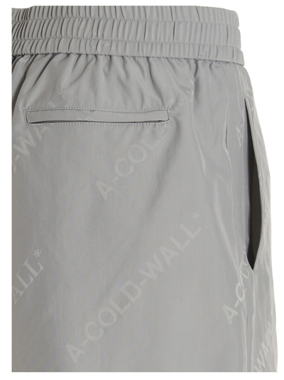 Shop A-cold-wall* All Over Logo Bermuda Shorts In Gray