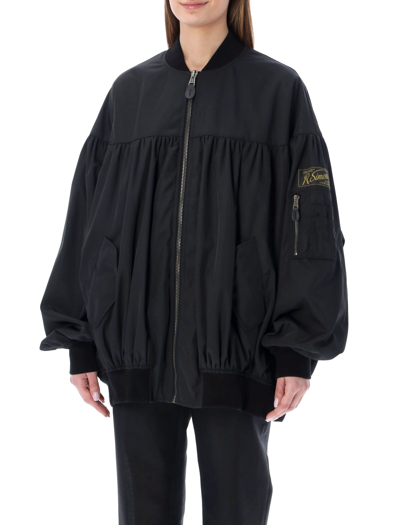 Shop Raf Simons Gathered Couture Bomber In Black