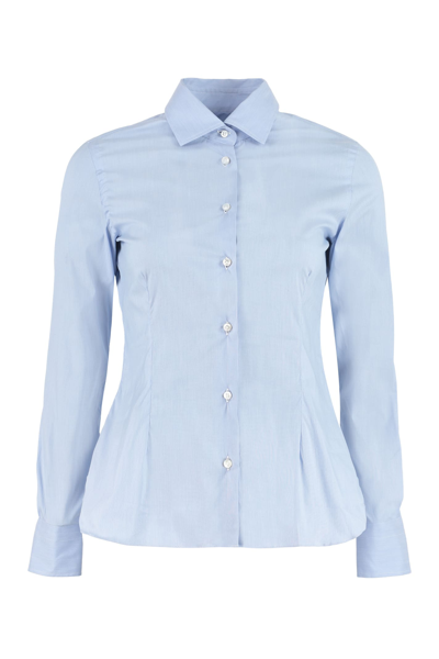 Shop Barba Napoli Stretch Cotton Shirt In Blue