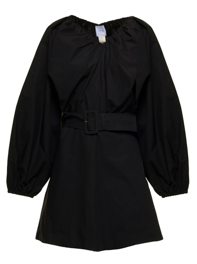 Shop Patou Womans Black Cotton Dress With Belt In Nero