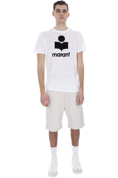 Shop Isabel Marant Karman T-shirt In White Linen In Bianco