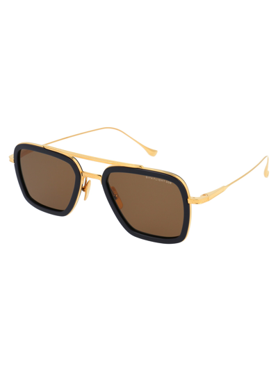 Shop Dita Flight.006 Sunglasses In Navy - 18k Gold W/dark Brown - Ar
