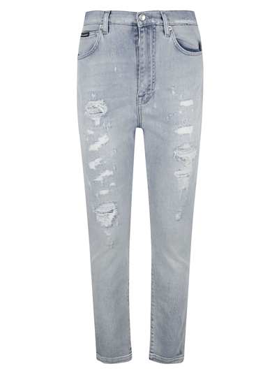 Shop Dolce & Gabbana Distressed Effect 5 Pockets Jeans In Neutro