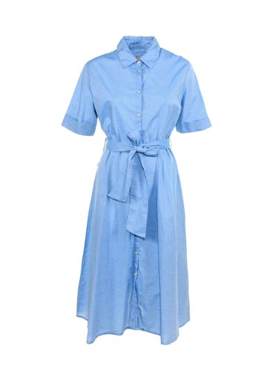 Shop Woolrich Long Lightweight Dress In Chambray Cotton