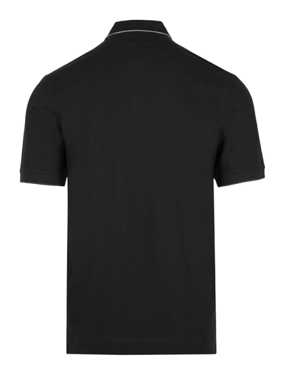 Shop Z Zegna Straight Hem Polo Shirt  In Black