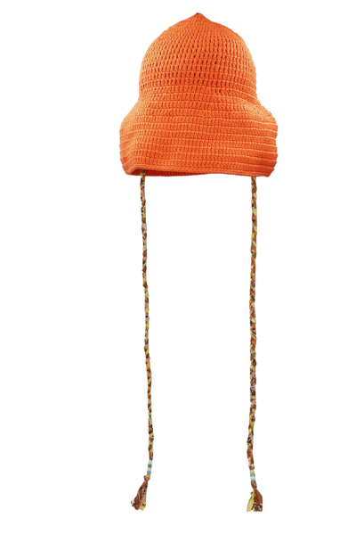 Shop Alanui Hats In Orange Cotton In Arancio