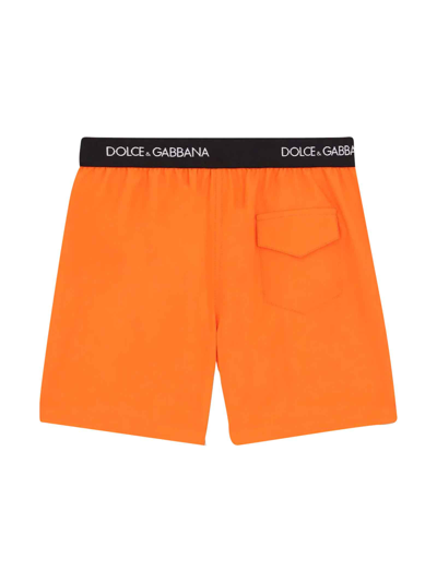 Shop Dolce & Gabbana Boy Orange Swimsuit In Arancione