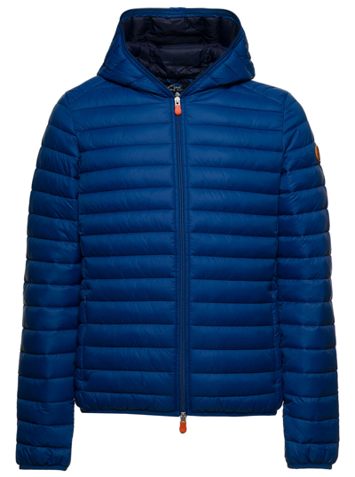 Shop Save The Duck Mans Donald Blue Quilted Nylon Ecological Down Jacket