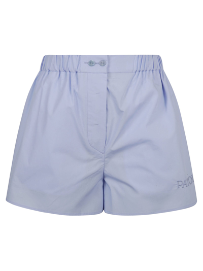 Shop Patou Elastic Waist Plain Shorts In Celeste