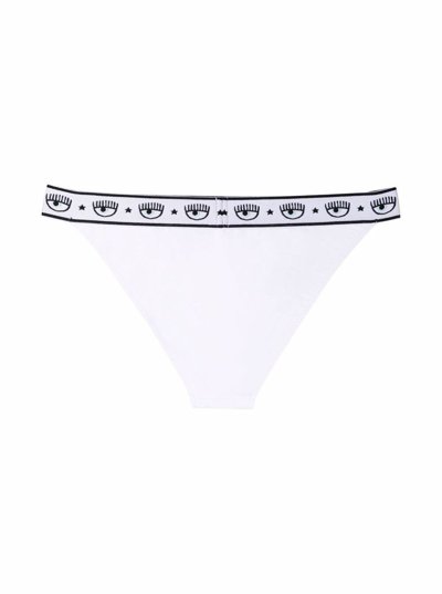 Shop Chiara Ferragni Brief Iconic Logo Mania Bikini Bottom In Bianco