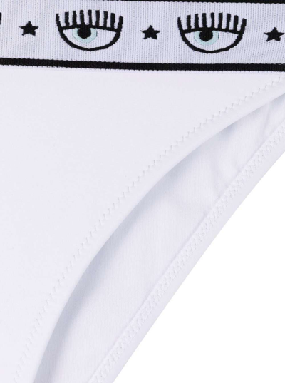 Shop Chiara Ferragni Brief Iconic Logo Mania Bikini Bottom In Bianco