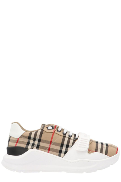 Shop Burberry Vintage Checked Lace-up Sneakers