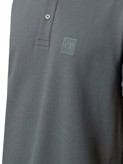 Shop C.p. Company Grey Stretch Pique Slim Fit Logo Polo
