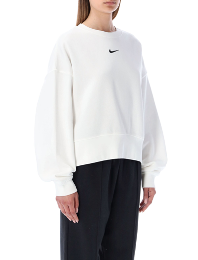 Shop Nike Essentials Oversized Fleece Crew Sweatshirt In White