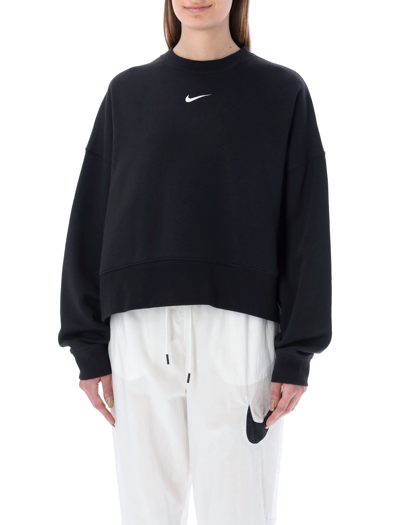 Shop Nike Essentials Oversized Fleece Crew Sweatshirt In Black