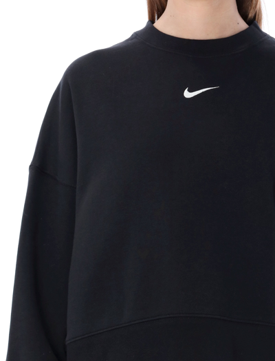 Shop Nike Essentials Oversized Fleece Crew Sweatshirt In Black