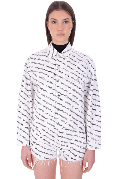 Shop Alexander Wang Casual Jacket In White Denim In White Black