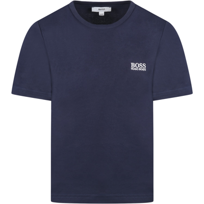 Shop Hugo Boss Blue T-shirt For Boy With Logo