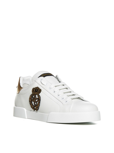 Shop Dolce & Gabbana Sneakers In Bianco Oro Scuro