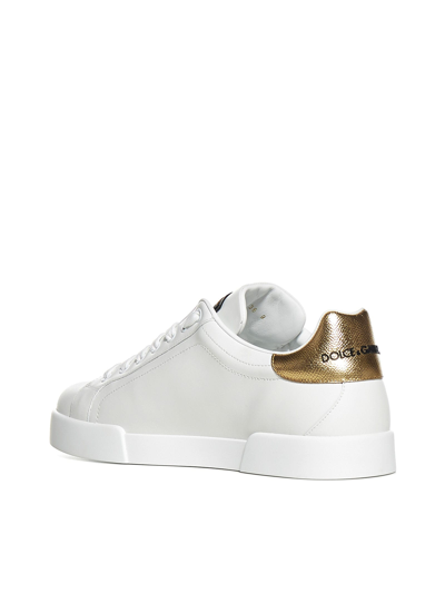 Shop Dolce & Gabbana Sneakers In Bianco Oro Scuro