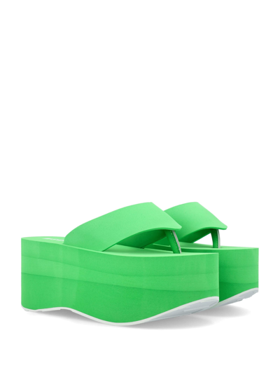 Shop Msgm Flatform Thong Sandals In Green