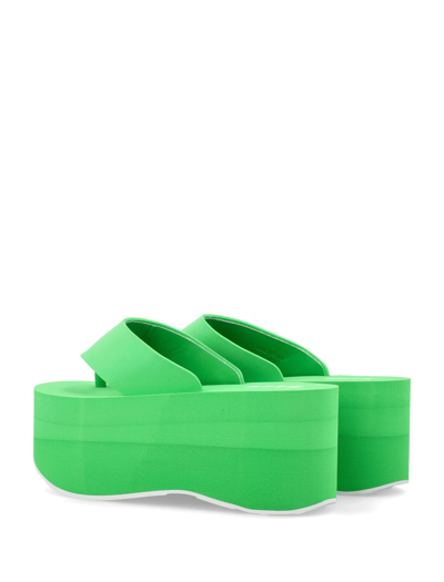 Shop Msgm Flatform Thong Sandals In Green