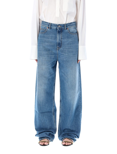 Shop Valentino Archive 1985 Print Denim In Medium Blue Denim