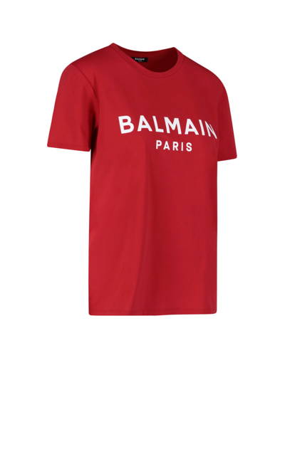 Shop Balmain T-shirt In Mbd Rouge Blanc
