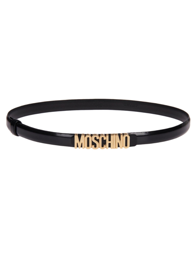 Shop Moschino Logo Lettering Belt In Nero