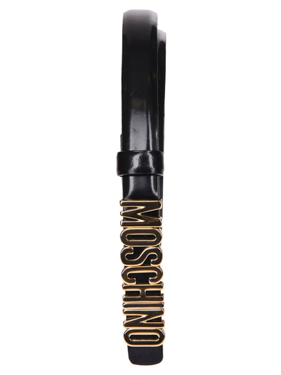 Shop Moschino Logo Lettering Belt In Nero