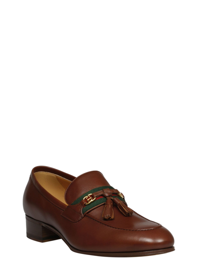 Shop Gucci Paride Loafers In Brown