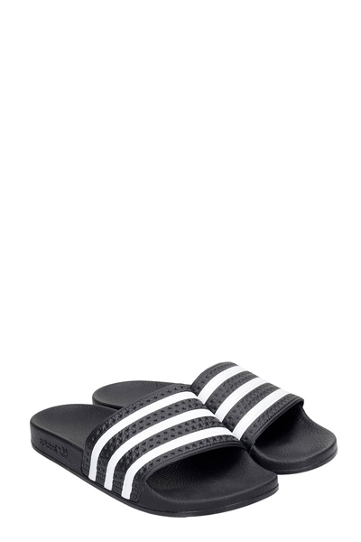 Shop Adidas Originals Adilette Flats In Black Rubber/plasic