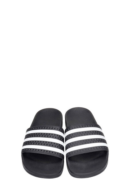 Shop Adidas Originals Adilette Flats In Black Rubber/plasic