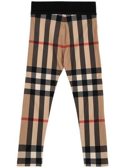 Shop Burberry Kids Girls Stretch Fabric Vintage Check Leggings In Beige
