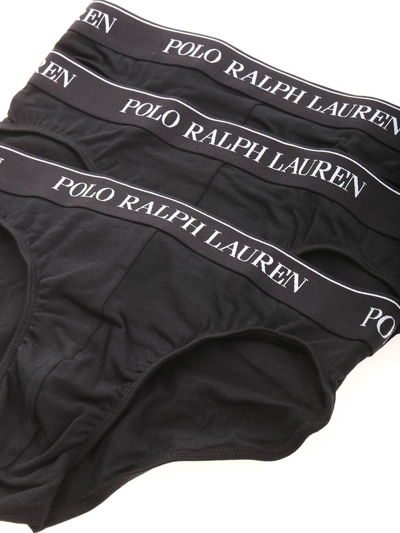 Shop Polo Ralph Lauren Logo Band Three-pack Briefs In Black