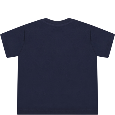 Shop Ralph Lauren Blue T-shirt For Baby Kids With Iconic Pony Logo