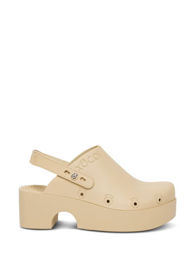 Shop Xocoi Beige Recycled Rubber Clogs With Logo In Sand